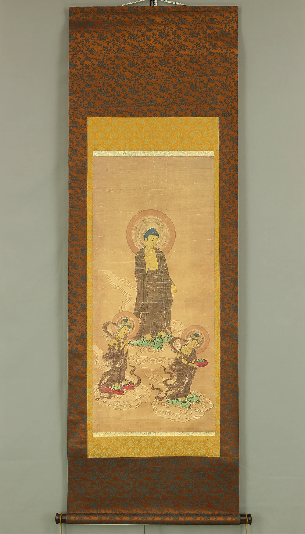 Print - 阿弥陀三尊来迎図 Amitabha Sanzon Raigou-zu with Original Box (Tomobako) / Japanese kakejiku kakemono hanging scroll RC623 - Image 2