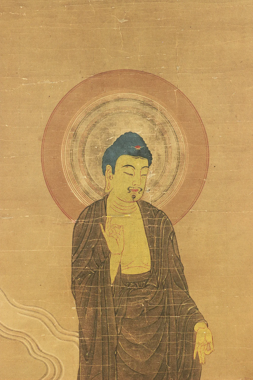 Print - 阿弥陀三尊来迎図 Amitabha Sanzon Raigou-zu with Original Box (Tomobako) / Japanese kakejiku kakemono hanging scroll RC623 - Image 5
