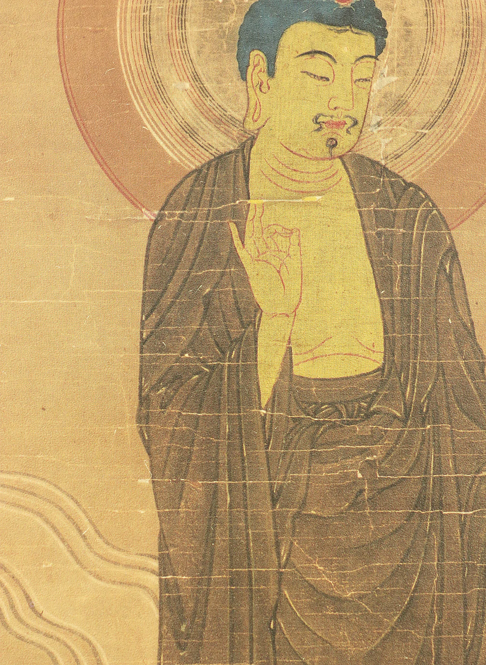Print - 阿弥陀三尊来迎図 Amitabha Sanzon Raigou-zu with Original Box (Tomobako) / Japanese kakejiku kakemono hanging scroll RC623 - Image 7