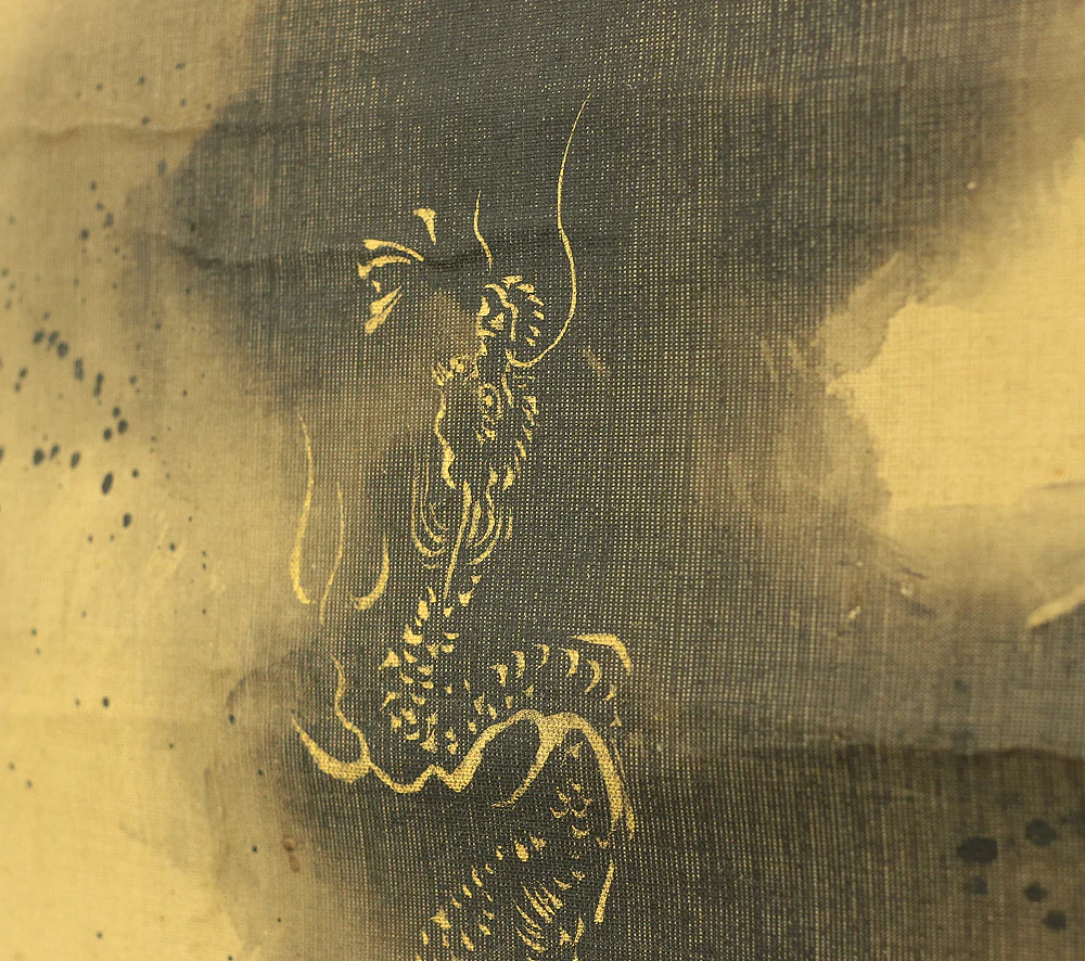 狩野伊川院栄信 Kano Isenin Naganobu (1775-1828) Japanese antique art kakejiku kakemono wall hanging scroll / Rising Gold Dragon and Mt. Fuji RA574 - Image 10