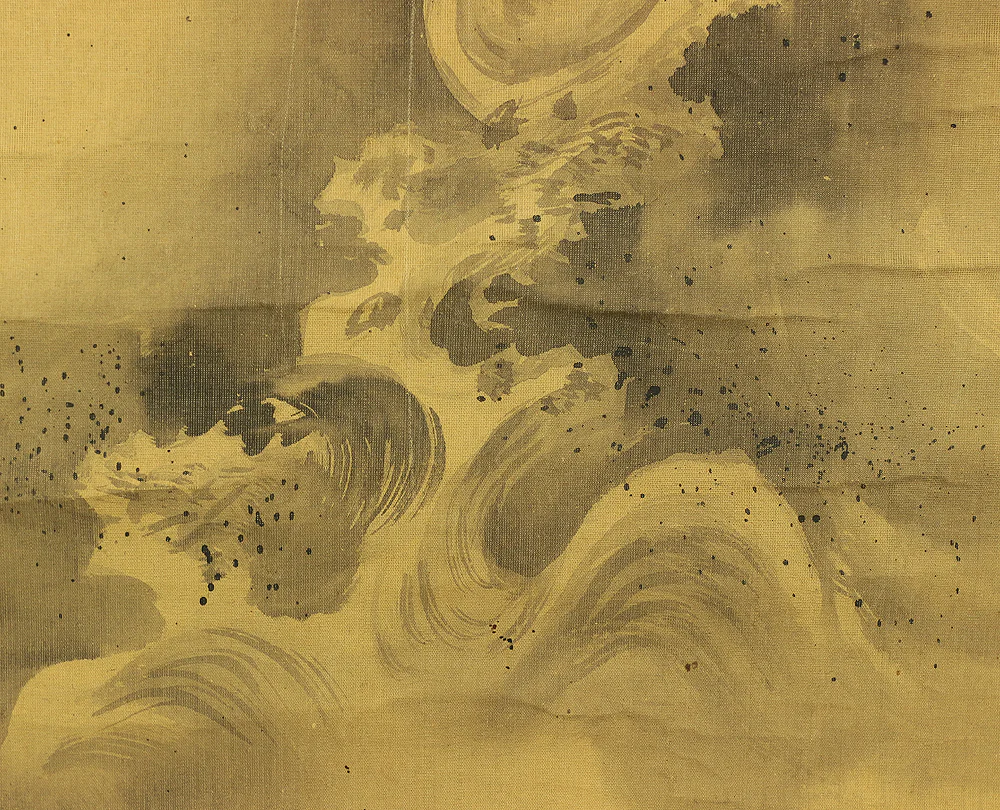 狩野伊川院栄信 Kano Isenin Naganobu (1775-1828) Japanese antique art kakejiku kakemono wall hanging scroll / Rising Gold Dragon and Mt. Fuji RA574 - Image 14