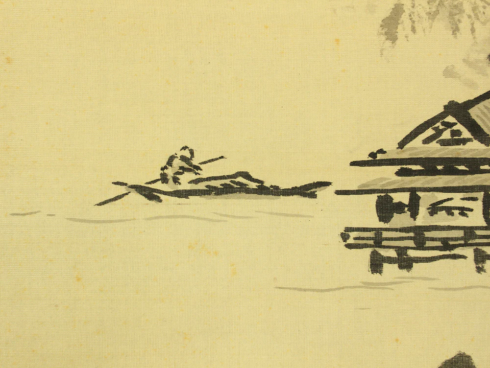 狩野伊川院栄信 Kano Isenin Naganobu (1775-1828) Japanese antique Paired kakejiku kakemono wall hanging scrolls / Broken Ink (Haboku Sansui) Summer and Winter Landscape with Box RD199 - Image 11
