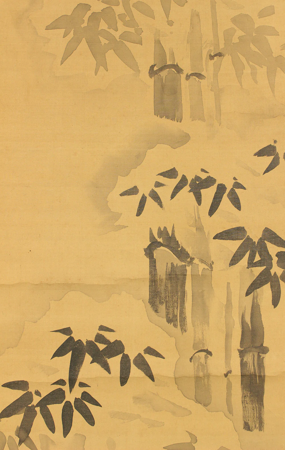 狩野伊川院栄信 Kano Isenin Naganobu (1775-1828) Japanese antique art Paired kakejiku kakemono wall hanging scrolls / Crane Parent and Child, Rising Sun, Pine, Bamboo, Plum RC801 - Image 6
