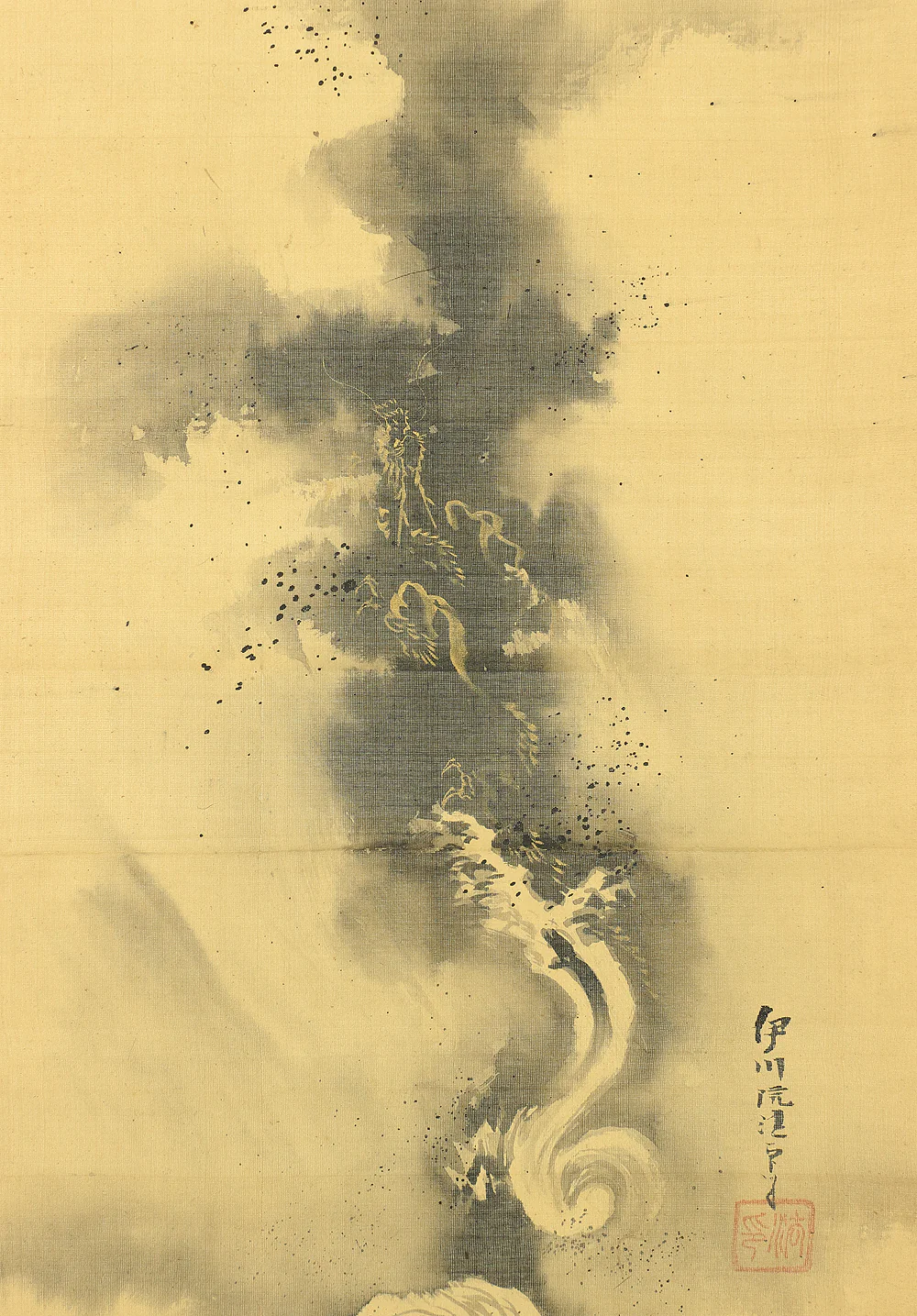 狩野伊川院栄信 Kano Isenin Naganobu (1775-1828) Japanese art kakejiku kakemono wall hanging scroll / Mt. Fuji and Rising Dragon with Box RB114 - Image 9