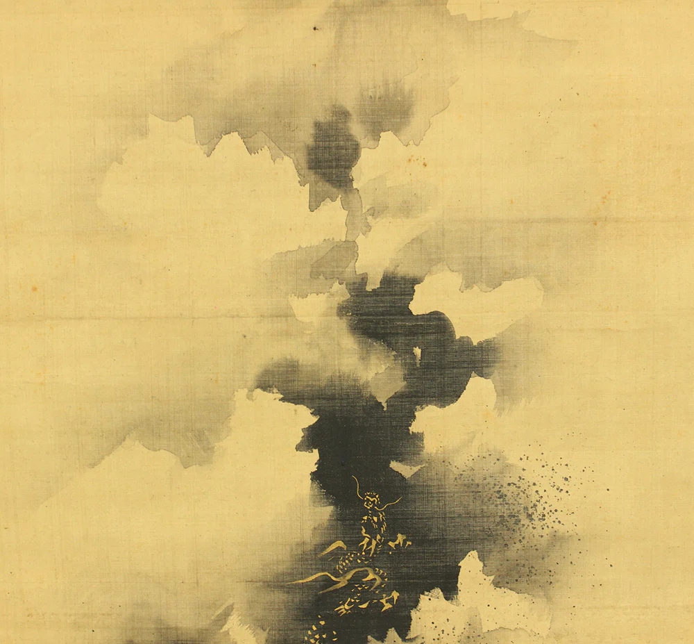 狩野勝川院雅信 Kano Shosenin Tadanobu (1823-1879) Japanese antique art kakejiku kakemono wall hanging scroll / 富士越龍図 Drawing of Dragons Crossing Over Mount Fuji with Box RD195 - Image 7