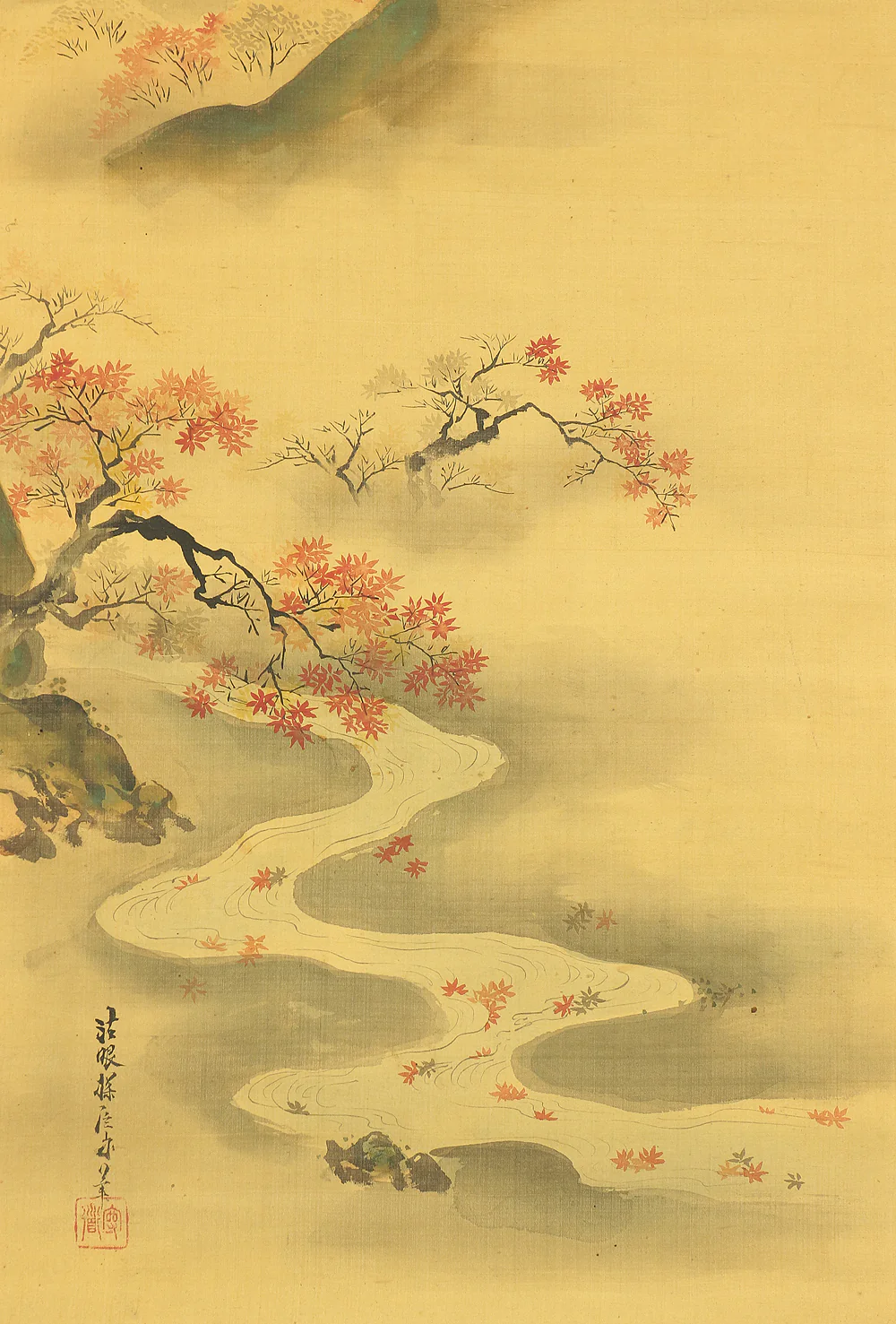 狩野探信守道 Kano Tanshin Morimichi (1785-1836) Japanese antique art Paired kakejiku kakemono wall hanging scrolls / Landscape Painting Spring and Autumn RC533 - Image 19