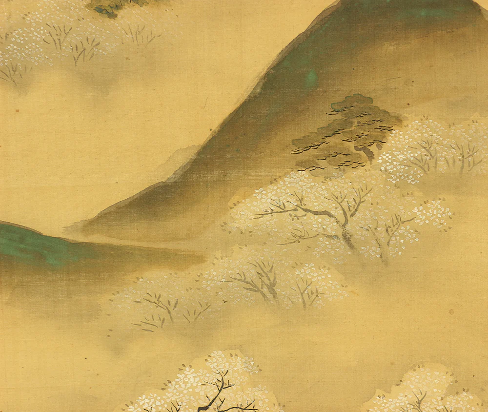 狩野探信守道 Kano Tanshin Morimichi (1785-1836) Japanese antique art Paired kakejiku kakemono wall hanging scrolls / Landscape Painting Spring and Autumn RC533 - Image 8