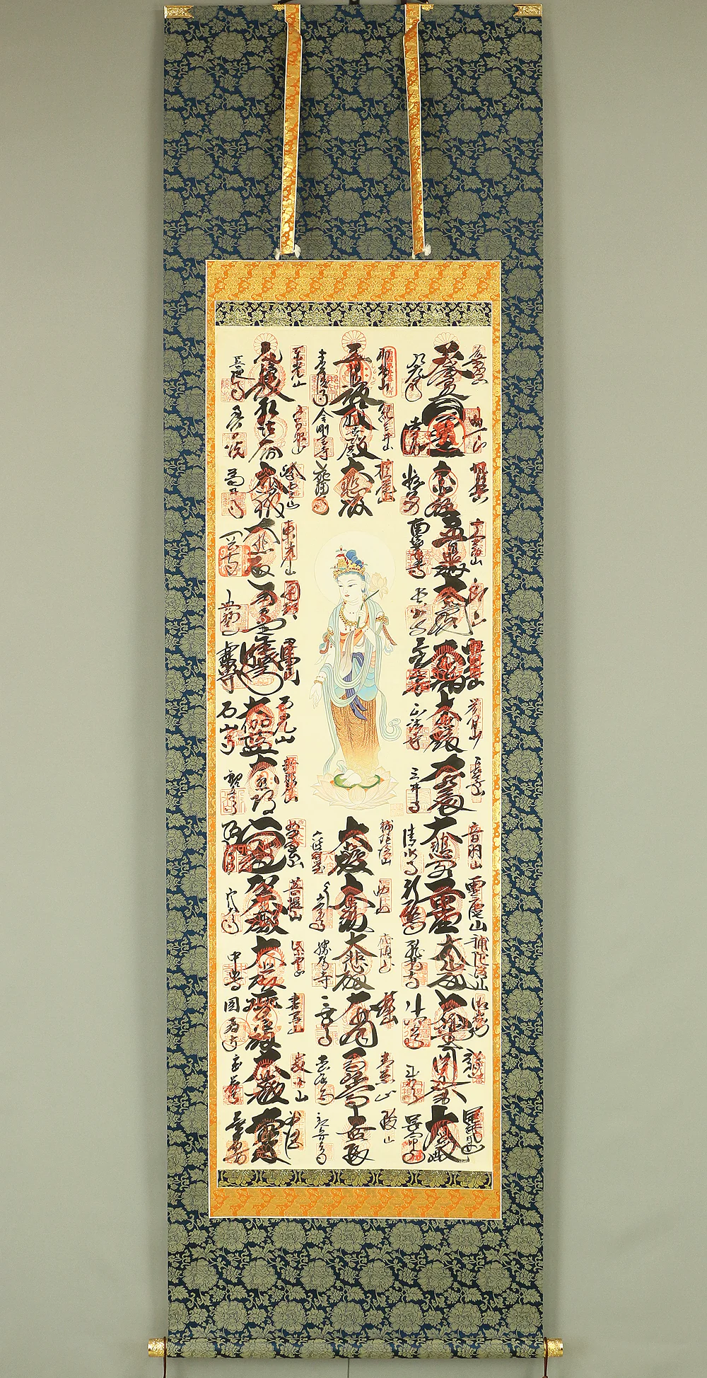 西国三十三ヶ所 Saigoku 33 Pilgrimage Places Kannon Bosatsu Guanyin / Japanese art Buddhism kakejiku kakemono wall hanging scroll with Box W942 - Image 2