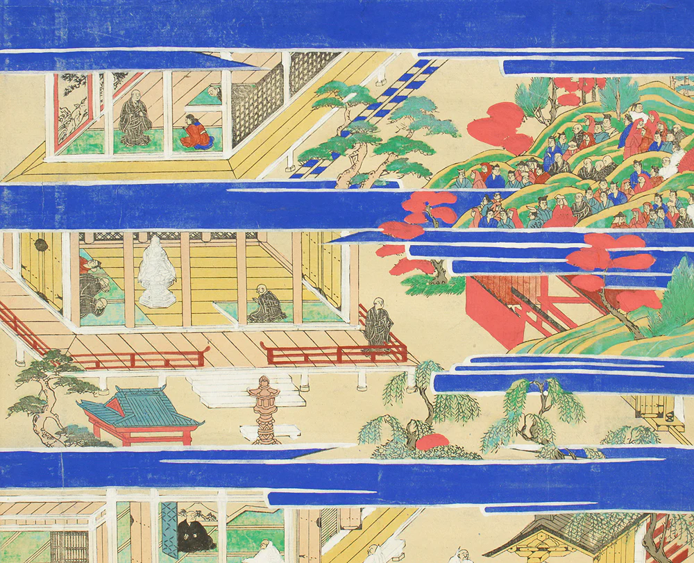 Printed - 親鸞聖人御絵伝 Shinran Jonin Godenne with Box / Japanese art Buddhism kakejiku kakemono wall hanging scroll RC804 - Image 27