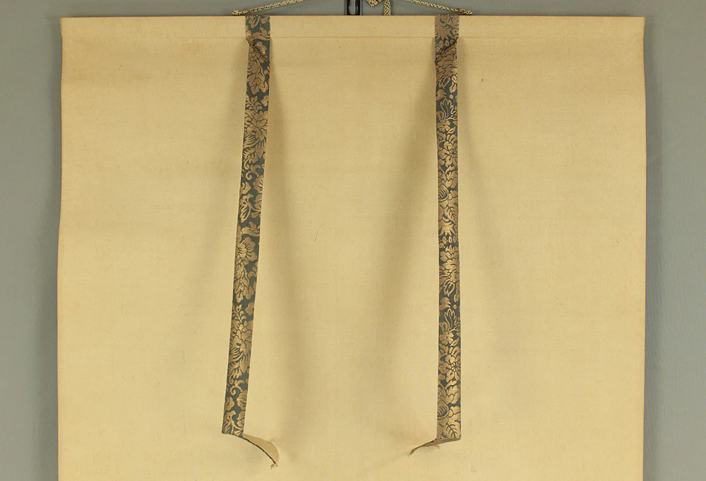 狩野洞春美信 Kano Doshun Yoshinobu (1747-1797) 加藤千蔭 Kato Chikage (1735-1808) Japanese antique art Paired kakejiku kakemono wall hanging scrolls / Cherry Blossoms and Poem with Box RD452 - Image 3