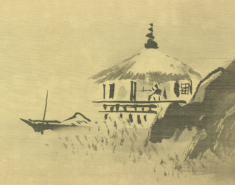 狩野探信守道 Kano Tanshin Morimichi (1785-1836) Japanese antique art kakejiku kakemono wall hanging scroll / Suiboku Ink Landscape Blank Beauty with Box RB568 - Image 12