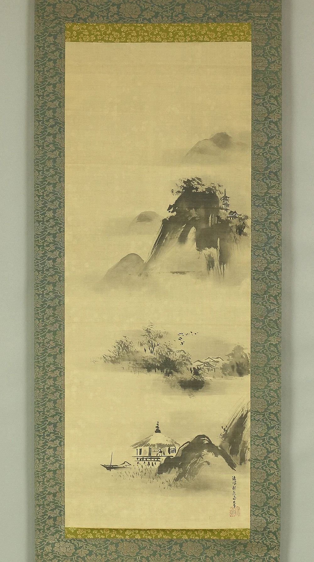 狩野探信守道 Kano Tanshin Morimichi (1785-1836) Japanese antique art kakejiku kakemono wall hanging scroll / Suiboku Ink Landscape Blank Beauty with Box RB568 - Image 2