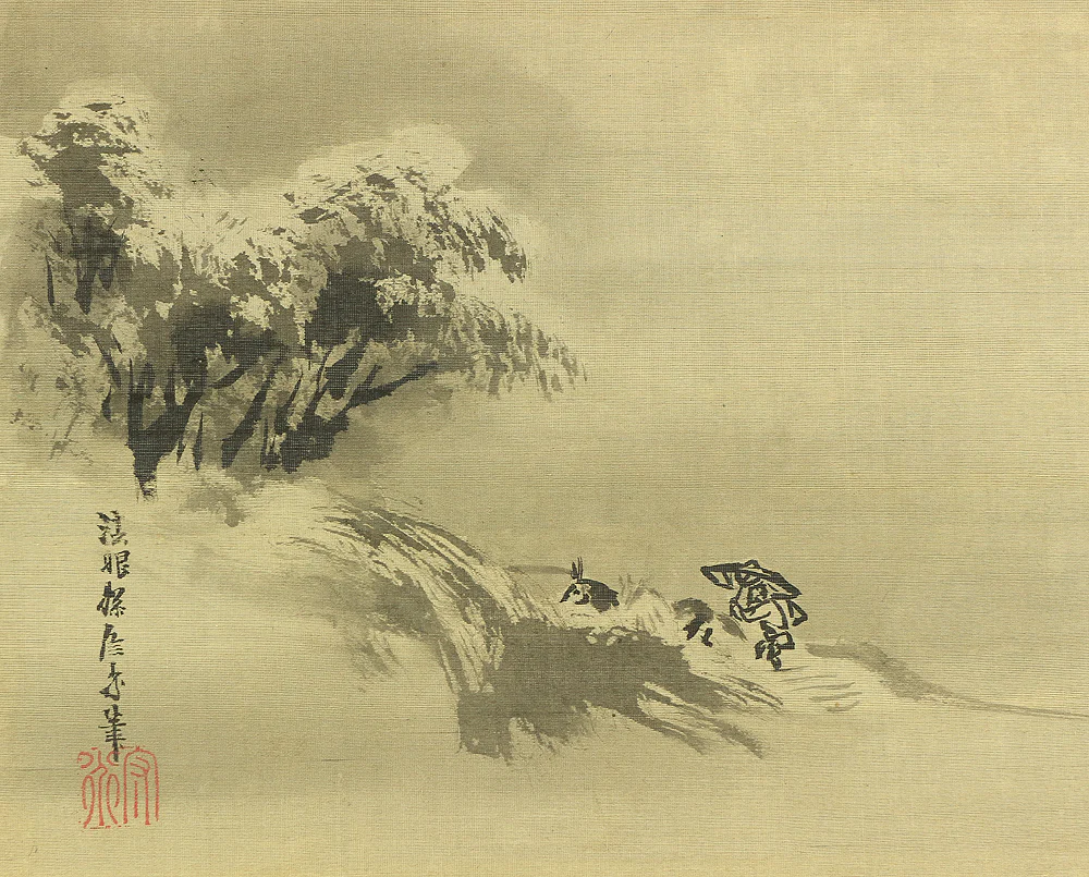 狩野探信守道 Kano Tanshin Morimichi (1785-1836) Japanese antique art kakejiku kakemono wall hanging scroll / Suiboku Ink Landscape Blank Beauty with Box RB568 - Image 23