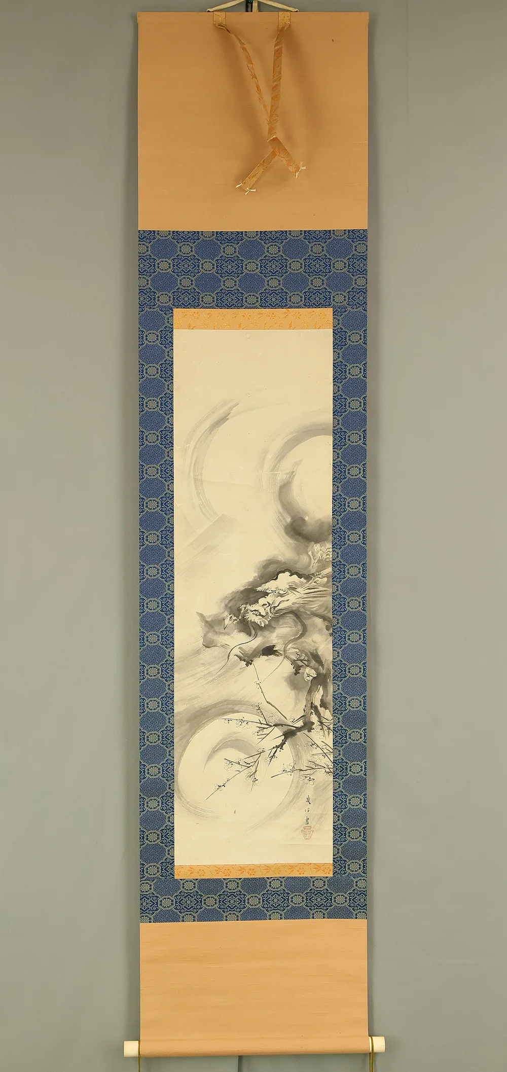 狩野祐清英信 Kano Yusei Terunobu (1717-1763) Japanese antique art kakejiku kakemono wall hanging scroll / Suiboku Ink Cloud Dragon RE294 - Image 2