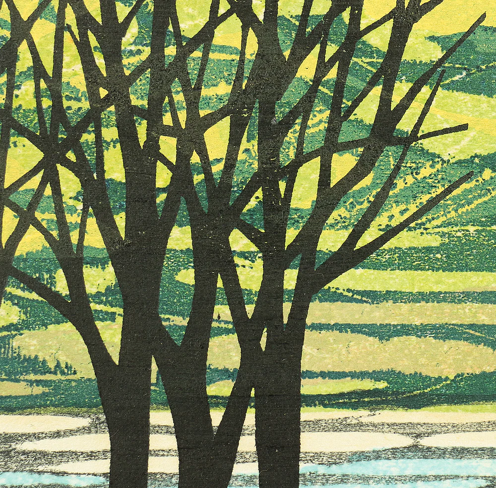 藤田不美夫 Fujita Fumio (b1933) Original woodblock print 'Kishibe B'「岸辺 B」(Riverside B) - 108/200 - 1977 NW623 - Image 9