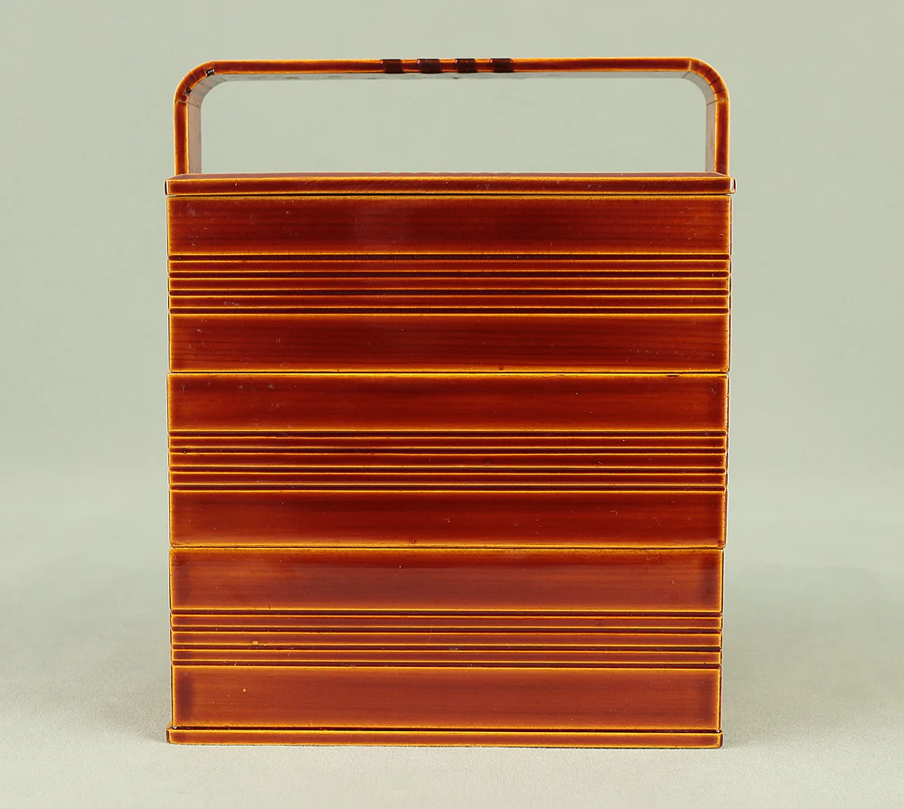飛騨春慶塗 Hida Syunkei Lacquerware Portable Three-Tiered Box Small Jubako VA617 - Image 2