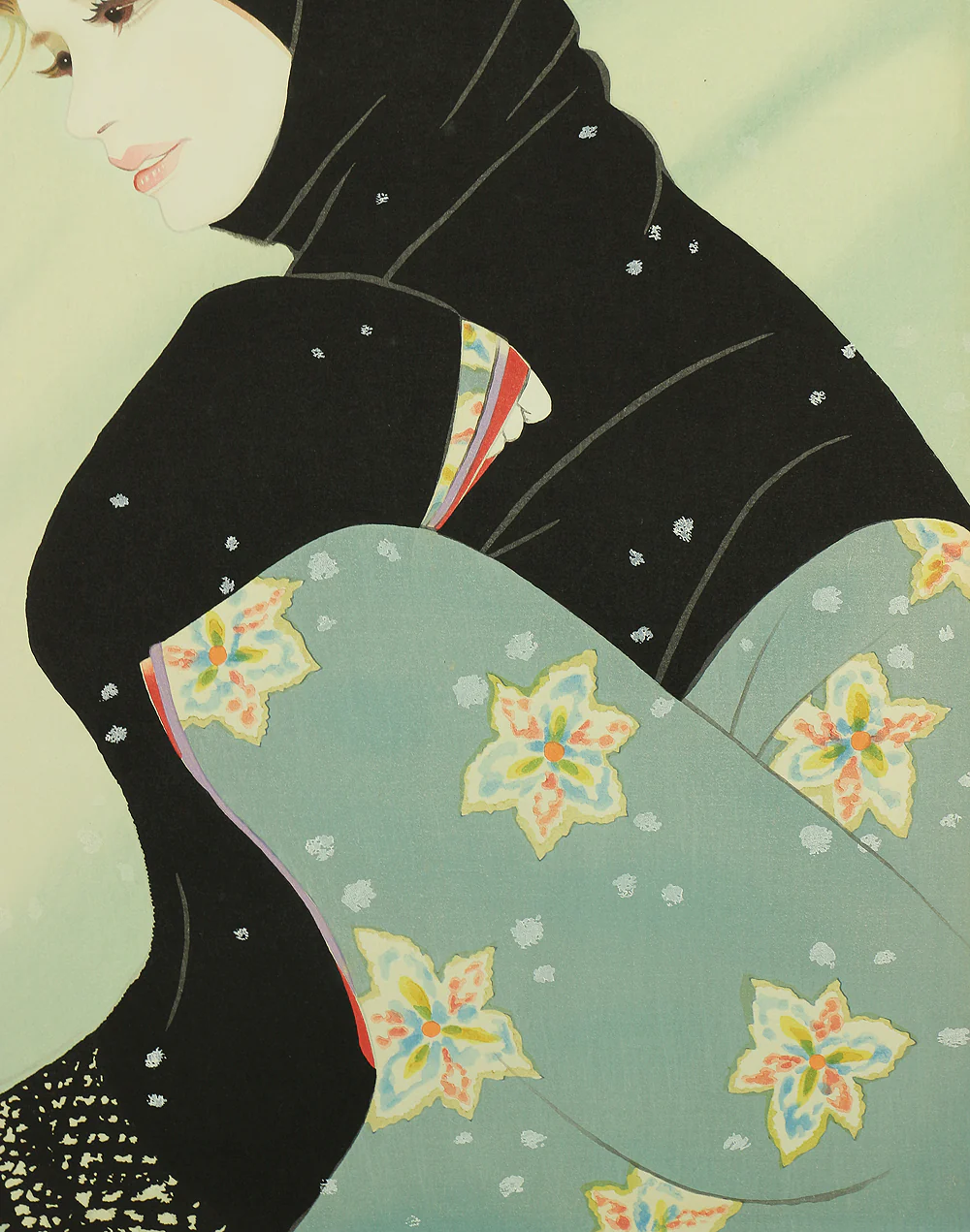 岩田専太郎 Iwata Sentaro (1901-1974) Original woodblock print 'Koyuki'「こゆき」(Light Snow) - 148/450 NW629 - Image 7