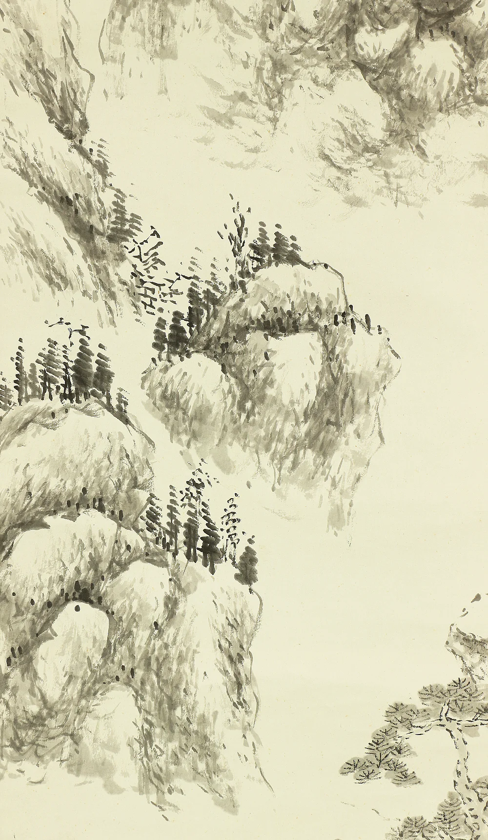 伊豆原麻谷 Izuhara Makoku (1778-1860) Japanese antique art kakejiku kakemono wall hanging scroll / Pine Tree Ravine Sansui Landscape RB550 - Image 6