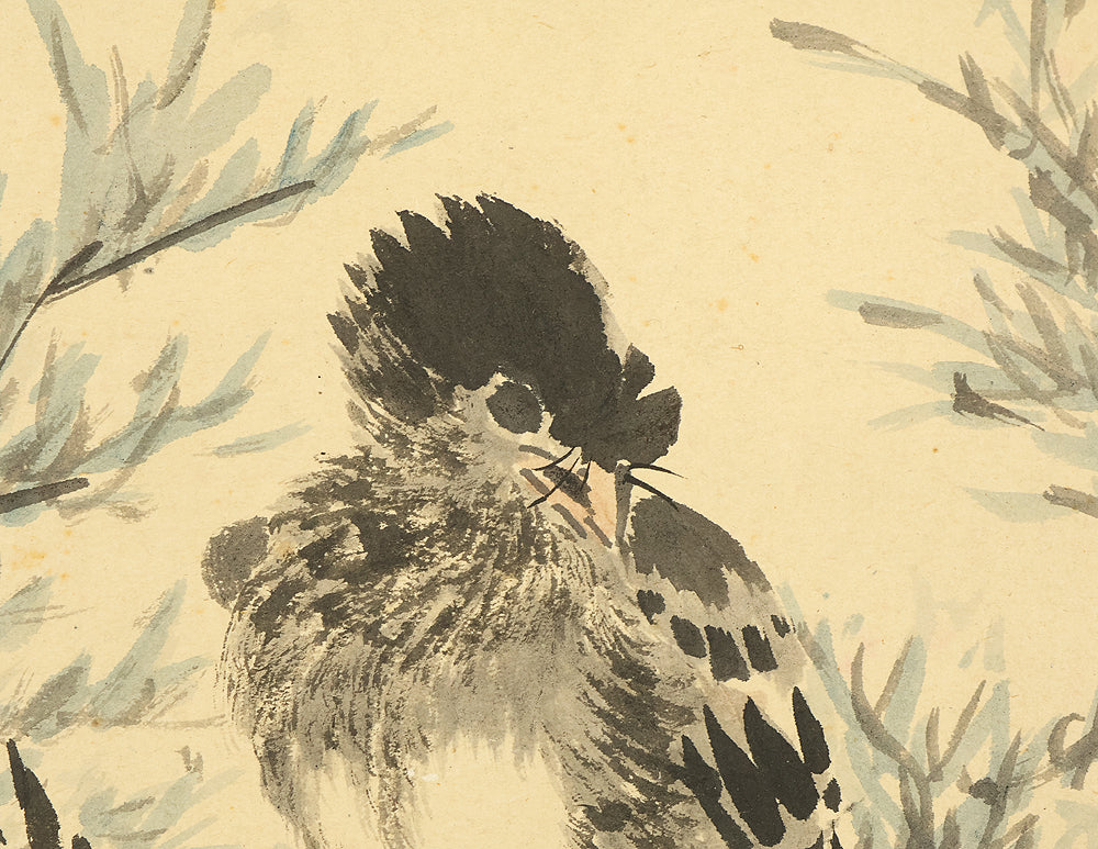 伊豆原麻谷 Izuhara Makoku (1778-1860) Japanese antique art kakejiku kakemono wall hanging scroll / Two Birds Perched on Plum Tree RE580 - Image 8