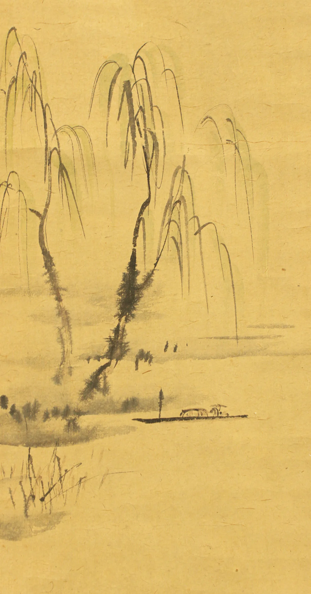 大田垣蓮月 Otagaki Rengetsu (1791-1875) Japanese antique art kakejiku kakemono wall hanging scroll / Waka Poem ももとせも~ and Riverside Willow Sansui Landscape with Box RC880 - Image 10