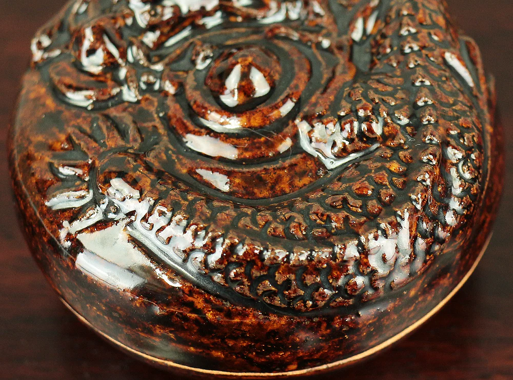 佐久間芳丘 Sakuma Hokyu (b1911) 松古窯 Shoko kiln Dragon design 松阪萬古焼 Matsusaka Banko yaki Kogo Incense Container with Original Box (Tomobako) / Japanese Tea Ceremony Utensil VA128 - Image 11