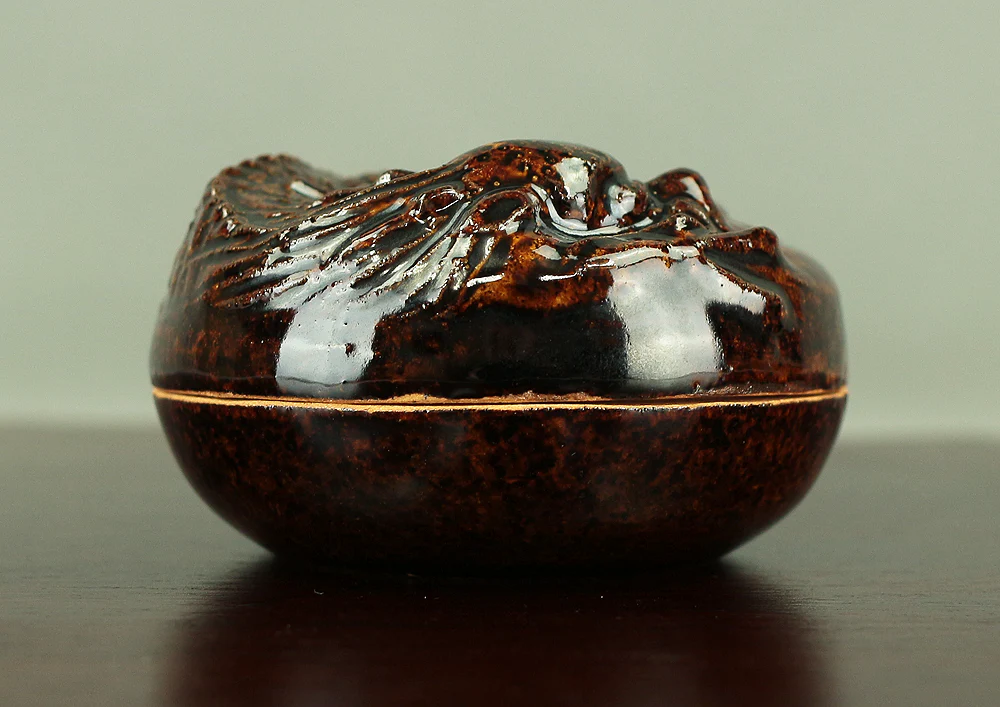 佐久間芳丘 Sakuma Hokyu (b1911) 松古窯 Shoko kiln Dragon design 松阪萬古焼 Matsusaka Banko yaki Kogo Incense Container with Original Box (Tomobako) / Japanese Tea Ceremony Utensil VA128 - Image 13
