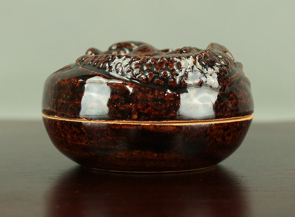 佐久間芳丘 Sakuma Hokyu (b1911) 松古窯 Shoko kiln Dragon design 松阪萬古焼 Matsusaka Banko yaki Kogo Incense Container with Original Box (Tomobako) / Japanese Tea Ceremony Utensil VA128 - Image 15
