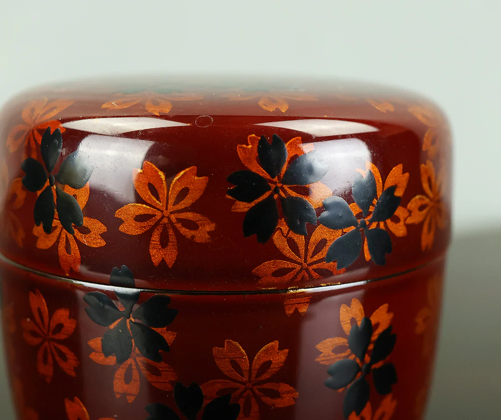 佐々木麗峰 Sasaki Reiho Japanese tea ceremony utensil / Cherry Blossoms Makie Translucent Lacquer Finish Natsume Tea Caddy with Original Box (Tomobako) VB195 - Image 10