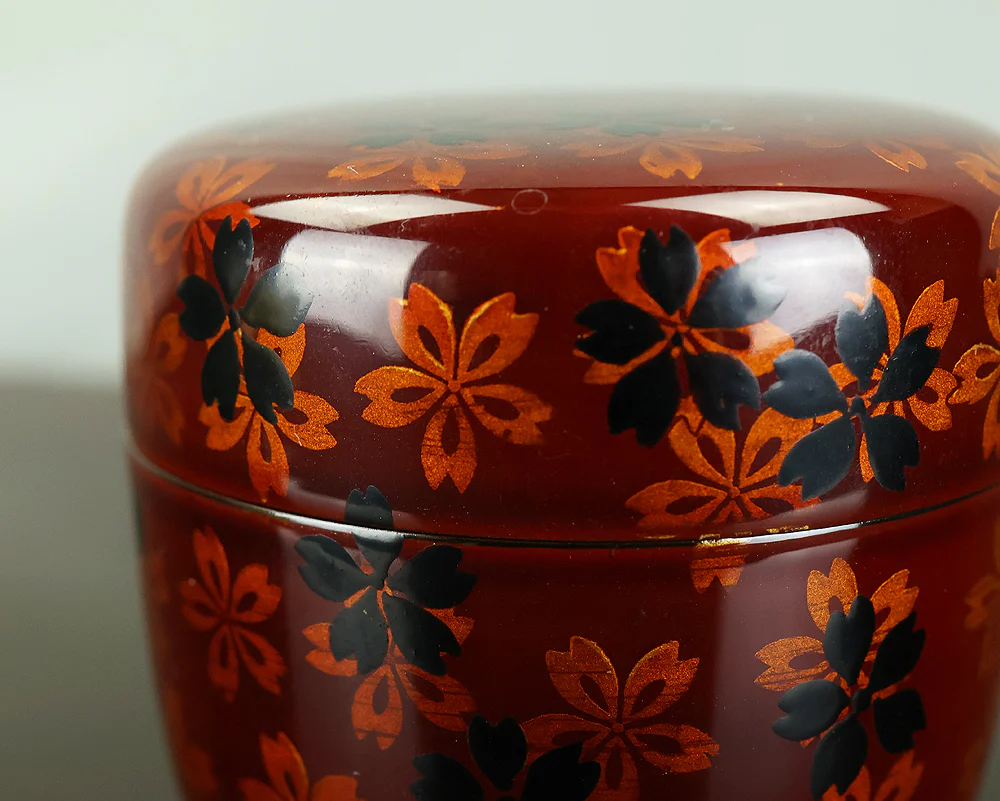 佐々木麗峰 Sasaki Reiho Japanese tea ceremony utensil / Cherry Blossoms Makie Translucent Lacquer Finish Natsume Tea Caddy with Original Box (Tomobako) VB195 - Image 11