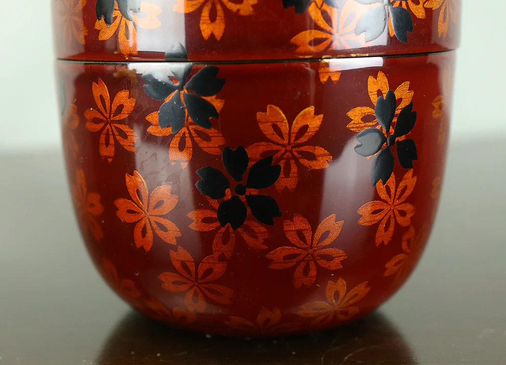 佐々木麗峰 Sasaki Reiho Japanese tea ceremony utensil / Cherry Blossoms Makie Translucent Lacquer Finish Natsume Tea Caddy with Original Box (Tomobako) VB195 - Image 12