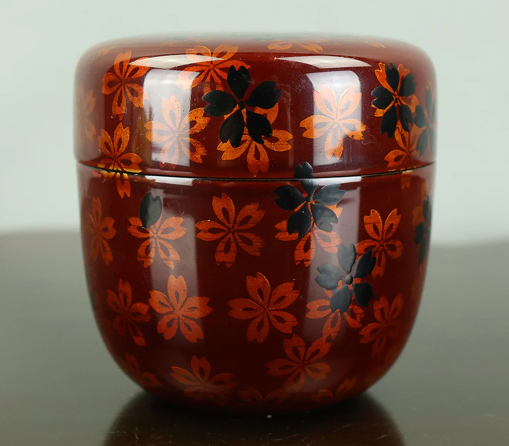 佐々木麗峰 Sasaki Reiho Japanese tea ceremony utensil / Cherry Blossoms Makie Translucent Lacquer Finish Natsume Tea Caddy with Original Box (Tomobako) VB195 - Image 3