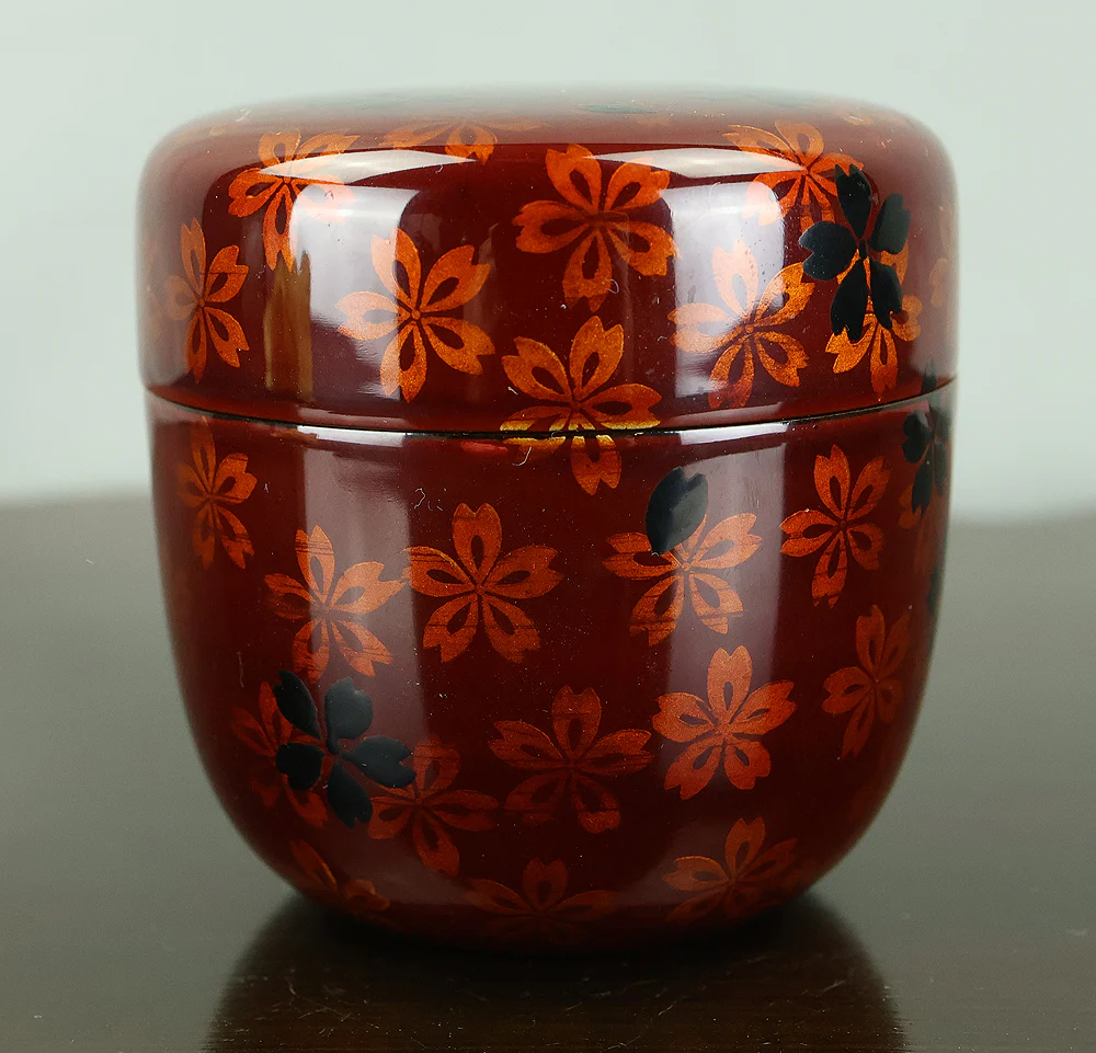 佐々木麗峰 Sasaki Reiho Japanese tea ceremony utensil / Cherry Blossoms Makie Translucent Lacquer Finish Natsume Tea Caddy with Original Box (Tomobako) VB195 - Image 4