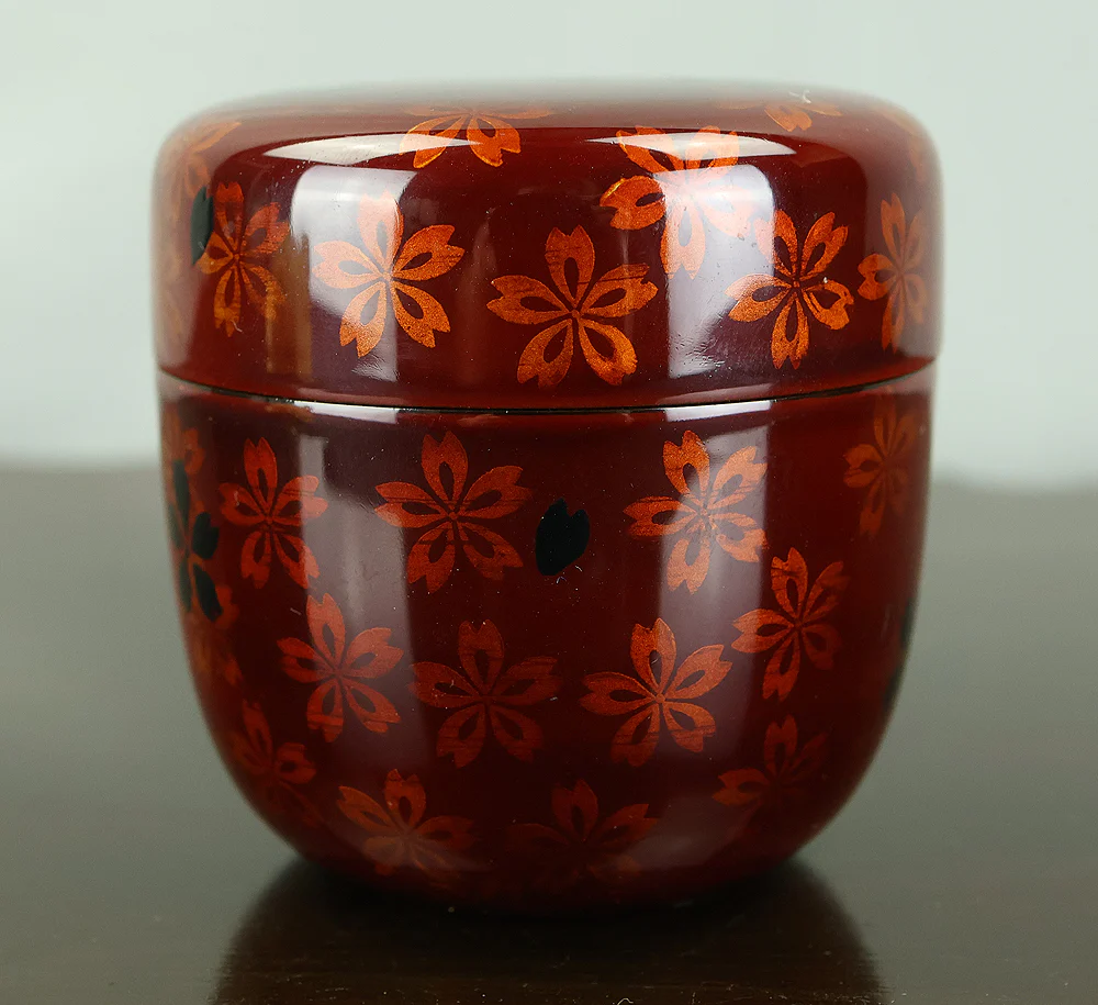 佐々木麗峰 Sasaki Reiho Japanese tea ceremony utensil / Cherry Blossoms Makie Translucent Lacquer Finish Natsume Tea Caddy with Original Box (Tomobako) VB195 - Image 6