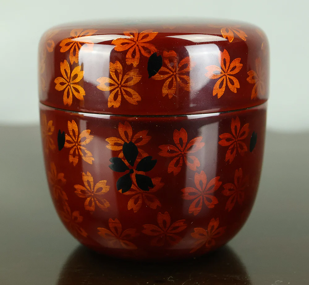 佐々木麗峰 Sasaki Reiho Japanese tea ceremony utensil / Cherry Blossoms Makie Translucent Lacquer Finish Natsume Tea Caddy with Original Box (Tomobako) VB195 - Image 7