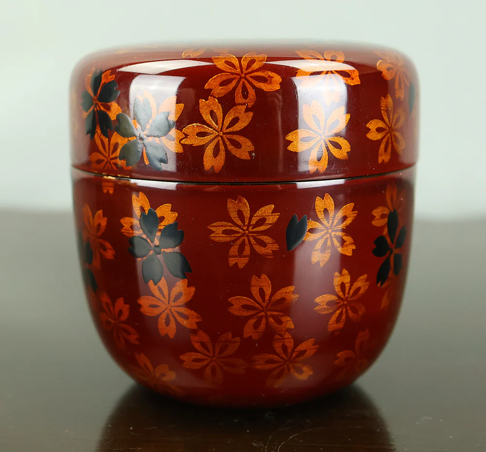 佐々木麗峰 Sasaki Reiho Japanese tea ceremony utensil / Cherry Blossoms Makie Translucent Lacquer Finish Natsume Tea Caddy with Original Box (Tomobako) VB195 - Image 8