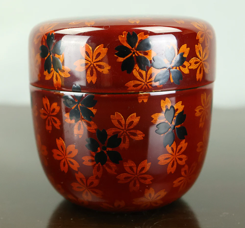 佐々木麗峰 Sasaki Reiho Japanese tea ceremony utensil / Cherry Blossoms Makie Translucent Lacquer Finish Natsume Tea Caddy with Original Box (Tomobako) VB195 - Image 9