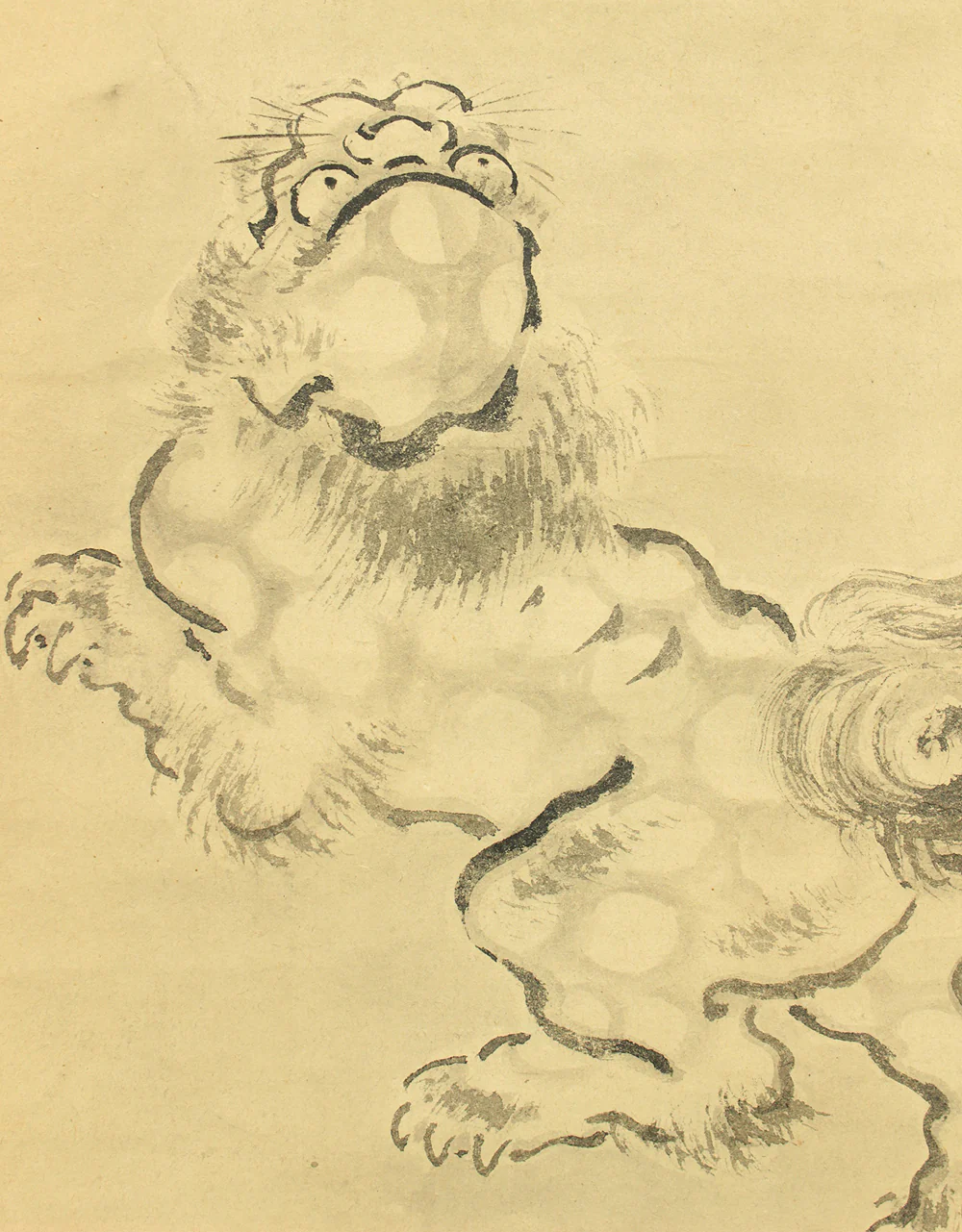 佐々木泉景 Sasaki Senkei (1773-1848) Japanese antique art a set of three kakejiku kakemono wall hanging scroll / Rising Sun, Karajishi Lion and Waterfall with Box RD407 - Image 6
