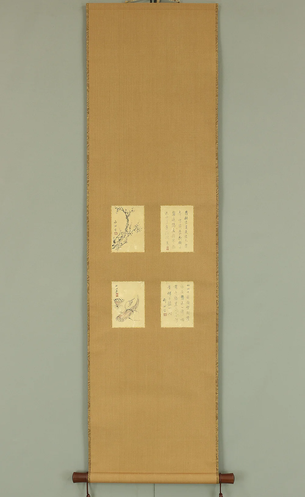 田能村竹田 Tanomura Chikuden (1777-1835) Japanese antique art kakejiku kakemono wall hanging scroll / Plum and Lotus Root with Box RA905 - Image 2