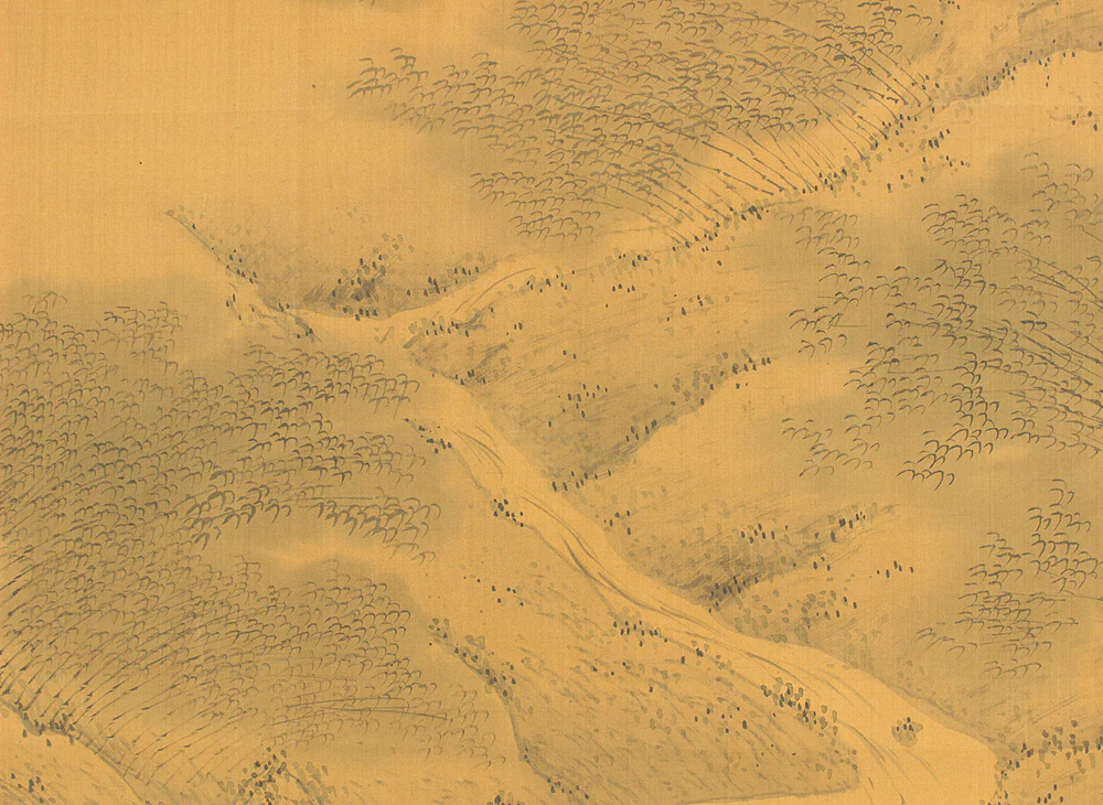 田能村竹田 Tanomura Chikuden (1777-1835) Japanese antique art kakejiku kakemono wall hanging scroll / Valley Landscape Bamboo Groves and Village with Appraised Box RD789 - Image 17