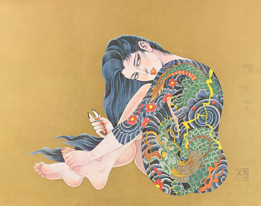 凡天太郎 Bonten Taro (1929-2008) Photolithograph complete 12pcs 'Yōen irezumi bijin gashū'「妖艶刺青美人画集」(Collection of Voluptuous Tattooed Beauties) - 1970-80s NW636 - Image 112