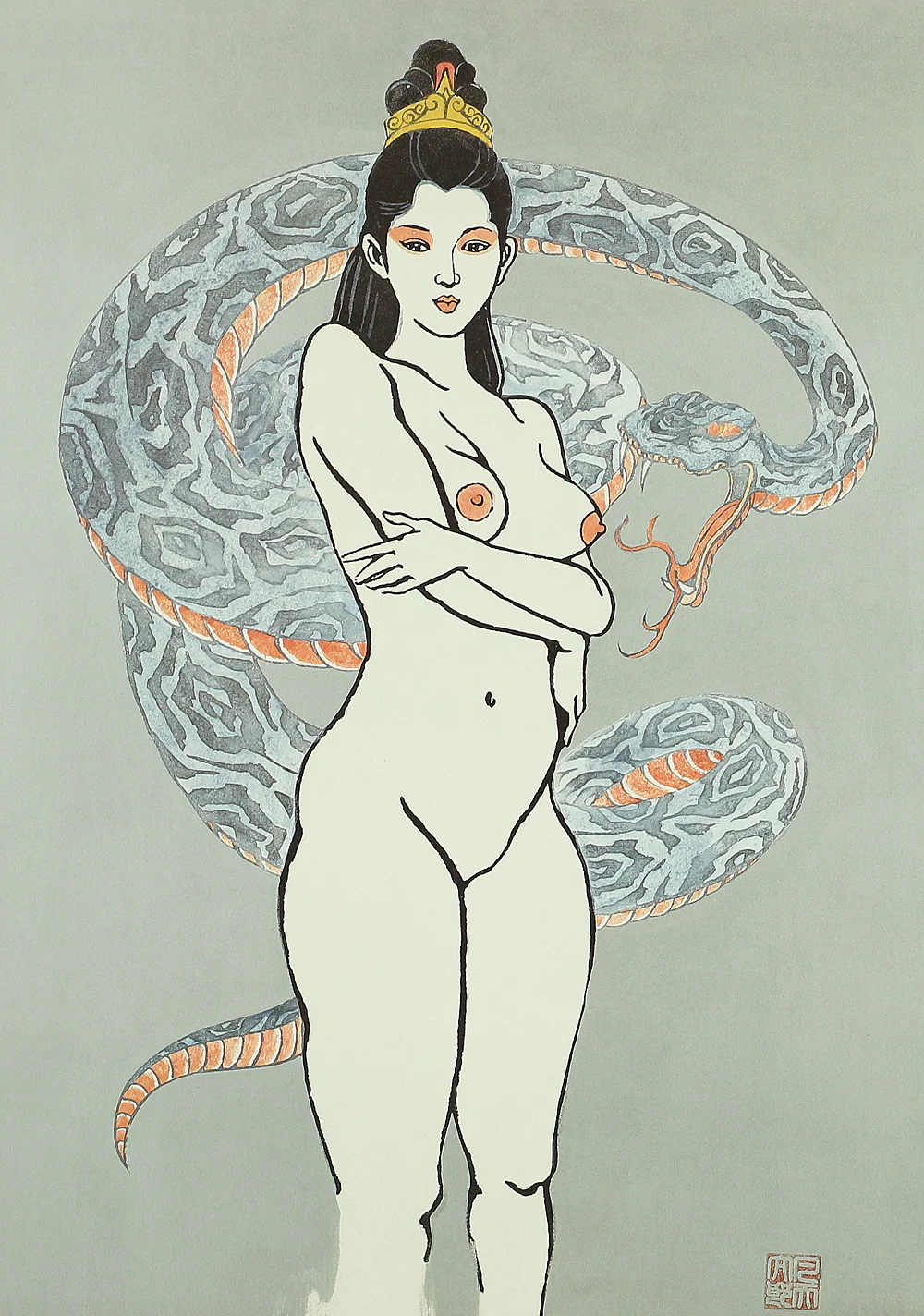 凡天太郎 Bonten Taro (1929-2008) Photolithograph complete 12pcs 'Yōen irezumi bijin gashū'「妖艶刺青美人画集」(Collection of Voluptuous Tattooed Beauties) - 1970-80s NW636 - Image 43
