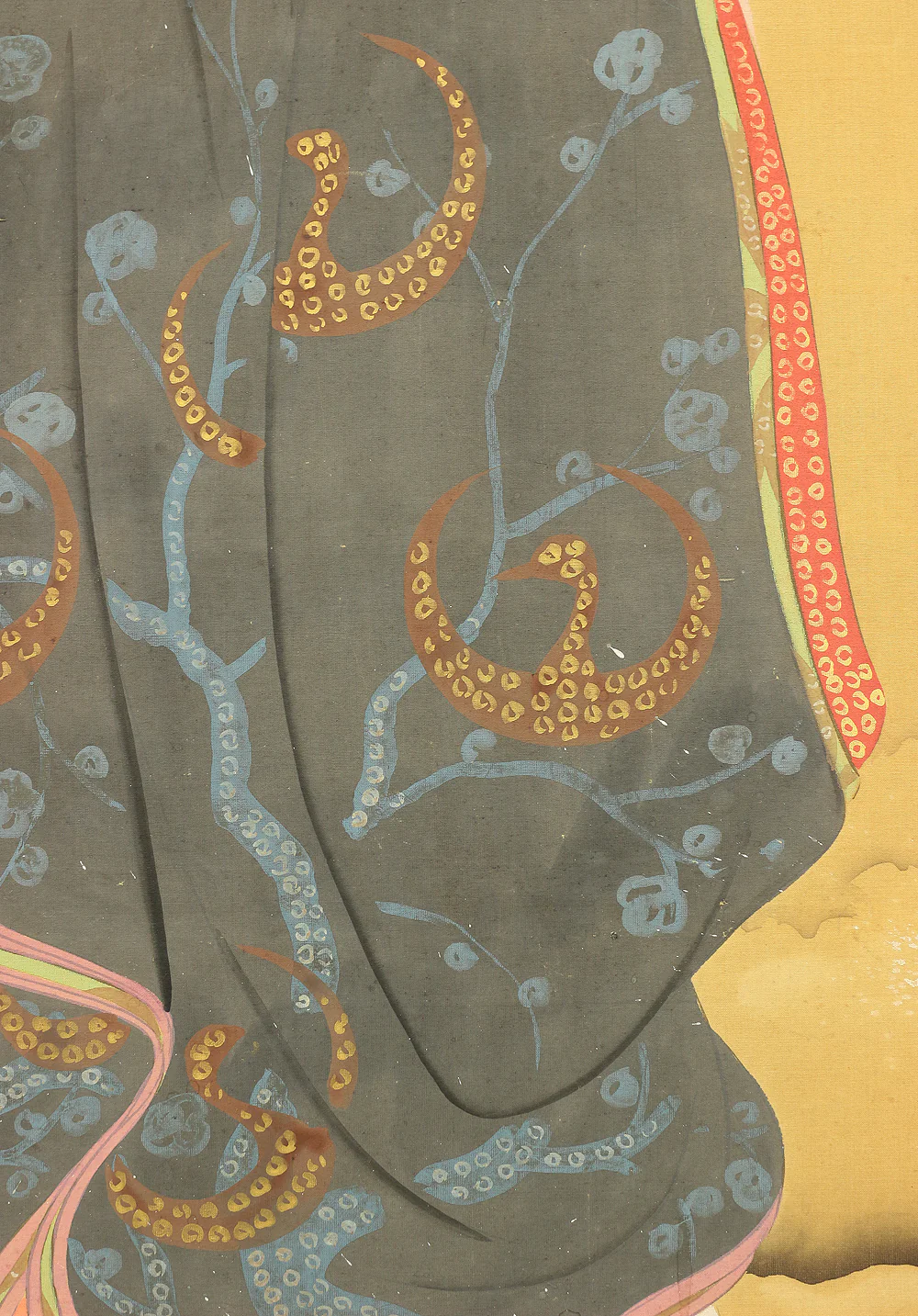 不動立山 Fudō Ritsuzan (1886-1975) Japanese Byobu Folding Screen Room divider 2 panels / Two Kimono Beautiful Women, White Bush Clovers, and Narcissus VA213 - Image 16