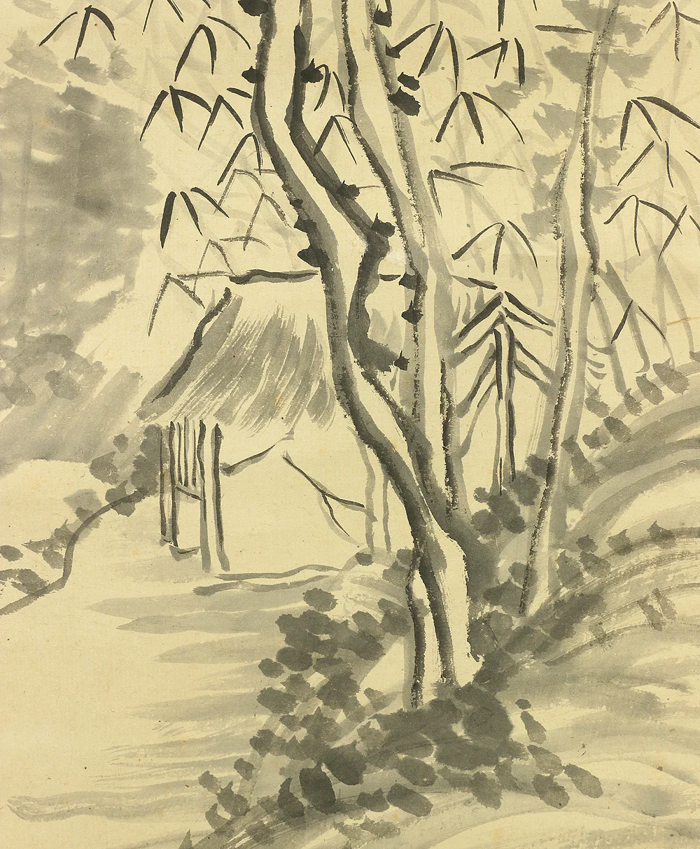 藤本鉄石 Fujimoto Tesseki (1816-1863) Japanese antique art kakejiku kakemono wall hanging scroll / Hermitage in Deep Mountains Landscape Sansui with Box A259 - Image 7