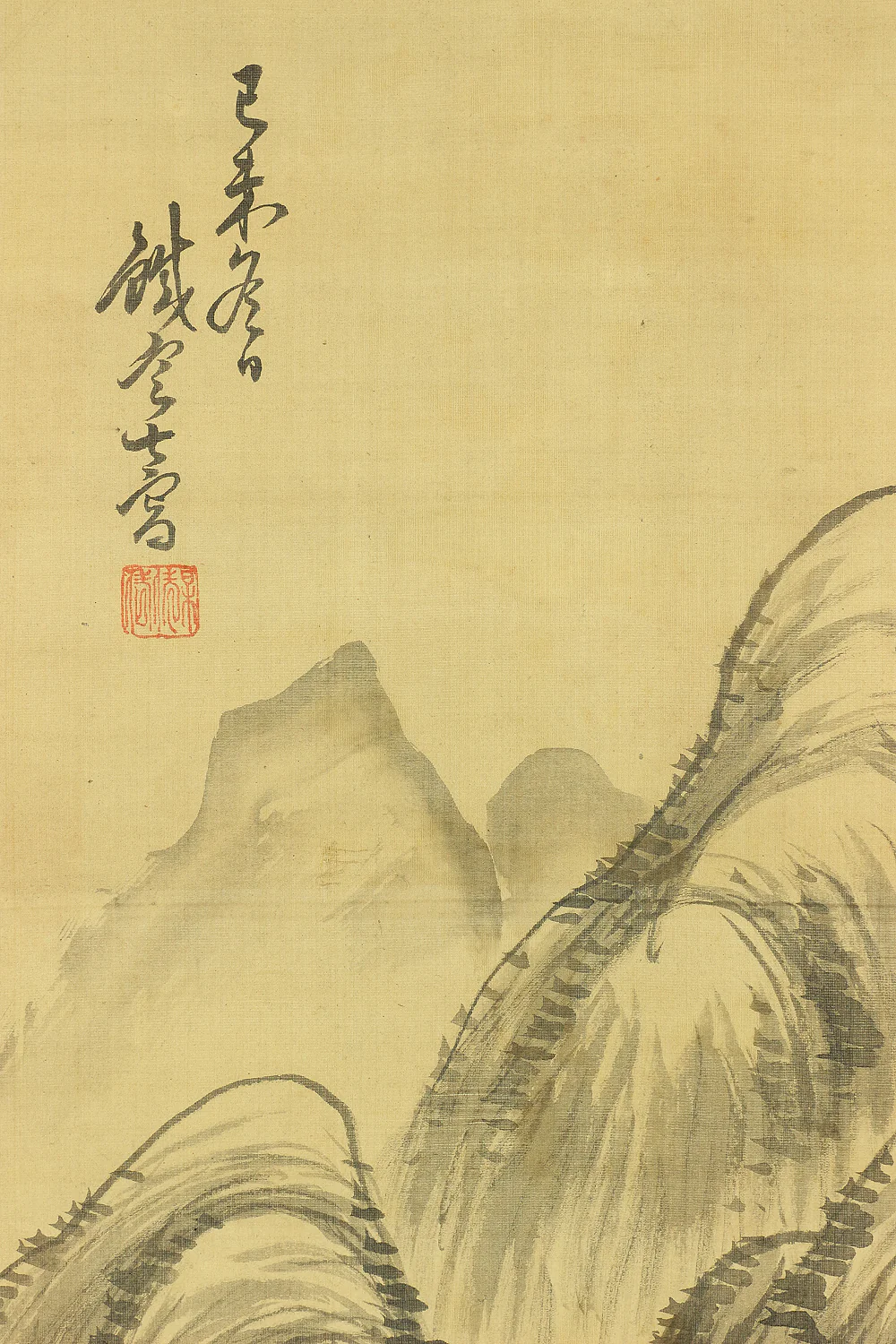 藤本鉄石 Fujimoto Tesseki (1816-1863) Japanese antique art kakejiku kakemono wall hanging scroll / Mountains Landscape Sansui with Double Box RA272 - Image 5