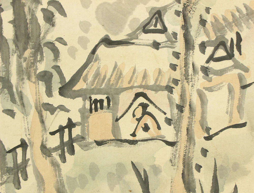 藤本鉄石 Fujimoto Tesseki (1816-1863) Japanese antique art kakejiku kakemono wall hanging scroll / Mountains Landscapes, Hermitage and Rivers with Box RD652 - Image 12