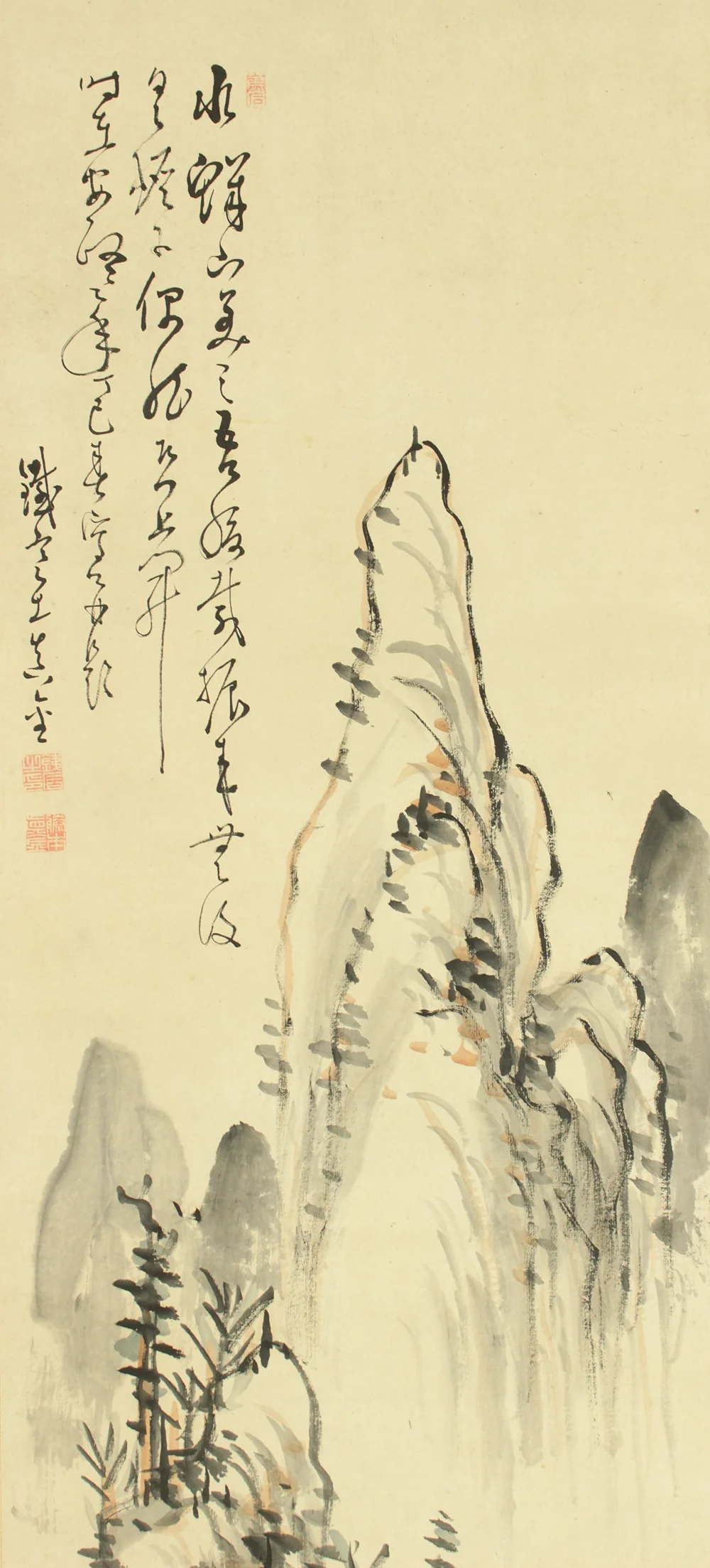 藤本鉄石 Fujimoto Tesseki (1816-1863) Japanese antique art kakejiku kakemono wall hanging scroll / Mountains Landscapes, Hermitage and Rivers with Box RD652 - Image 4