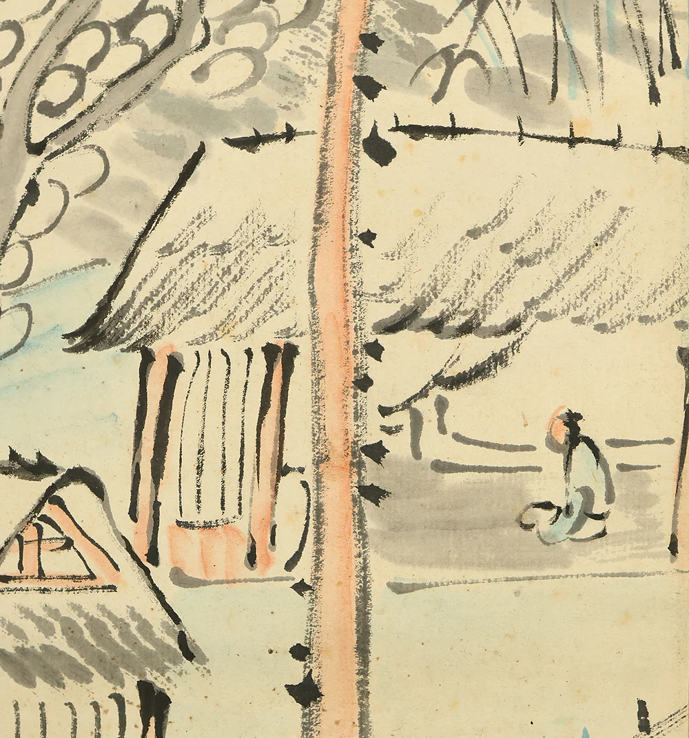 藤本鉄石 Fujimoto Tesseki (1816-1863) Japanese antique art kakejiku kakemono wall hanging scroll / Mountains and Riverside Village Landscape Sansui with Box RD834 - Image 21
