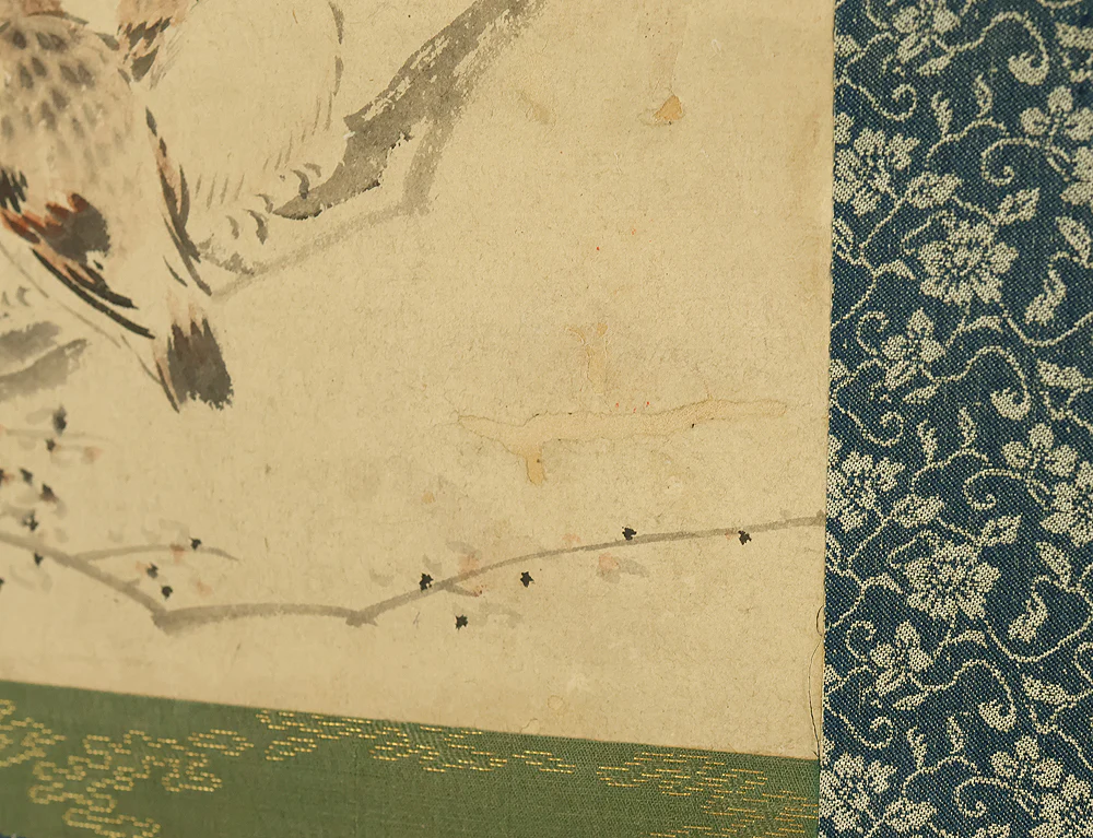 藤本鉄石 Fujimoto Tesseki (1816-1863) Japanese antique art kakejiku kakemono wall hanging scroll / Two Sparrows Perched on Tree RE939 - Image 12