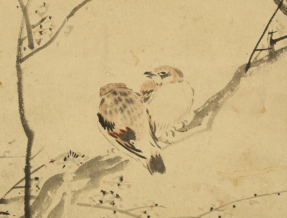 藤本鉄石 Fujimoto Tesseki (1816-1863) Japanese antique art kakejiku kakemono wall hanging scroll / Two Sparrows Perched on Tree RE939 - Image 6