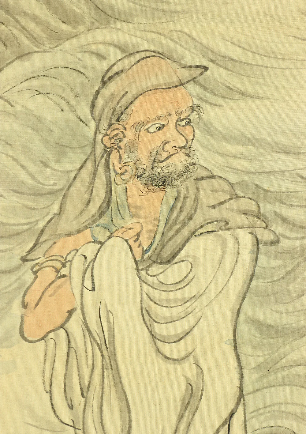 藤本鉄石 Fujimoto Tesseki (1816-1863) Japanese antique art kakejiku kakemono wall hanging scroll / 蘆葉達磨 Royo Daruma (Bodhidharma on Reed) with Box RC219 - Image 10